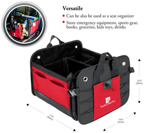 TrunkCratePro Best Premium multi compartments trunk organizer with straps - Ideal for Vehicles SUV Van RV Car Truck (Red) | TrunkCratePro.