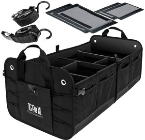 TRUNKCRATEPRO Premium Multi Compartments Collapsible Portable Trunk Organizer for auto, SUV, Truck, Minivan (Black) (ExtraLarge, Black) | TrunkCratePro.